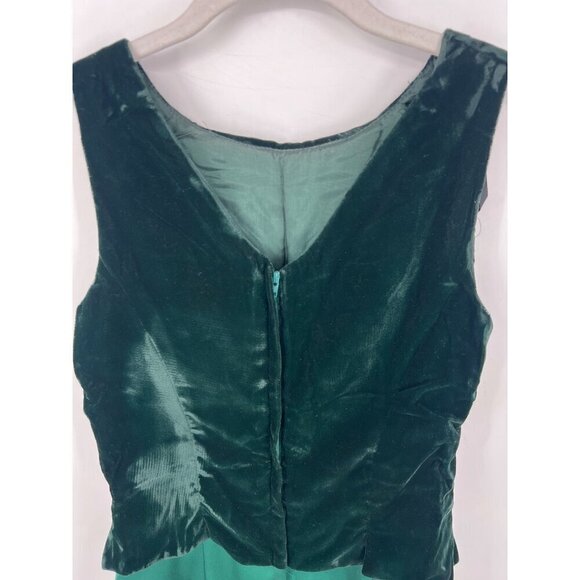 Vintage Jessica McClintock Bridal Velour Holiday Green Maxi dress Size 6 - Picture 4 of 7